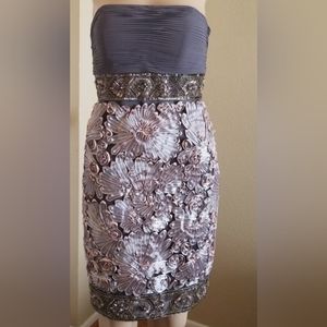 SUE WONG Nocturne Bead and Ribbon Strapless dress sz 2 Nwot extra beading Nwt